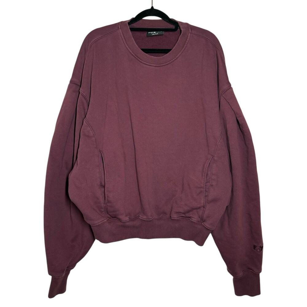 Popflex Purple Merlot Pullover Oversized Crewneck Brunch Sweatshirt Small Medium